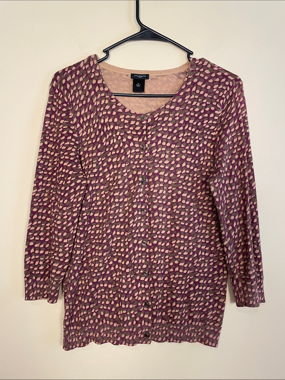 Ann Taylor Women’s Speckled Cotton Multicolor Button-Up Cardigan Sweater